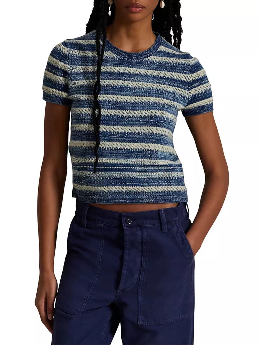 POLO RALPH LAUREN Striped Cotton Short Sleeve Jumper Size M NWT